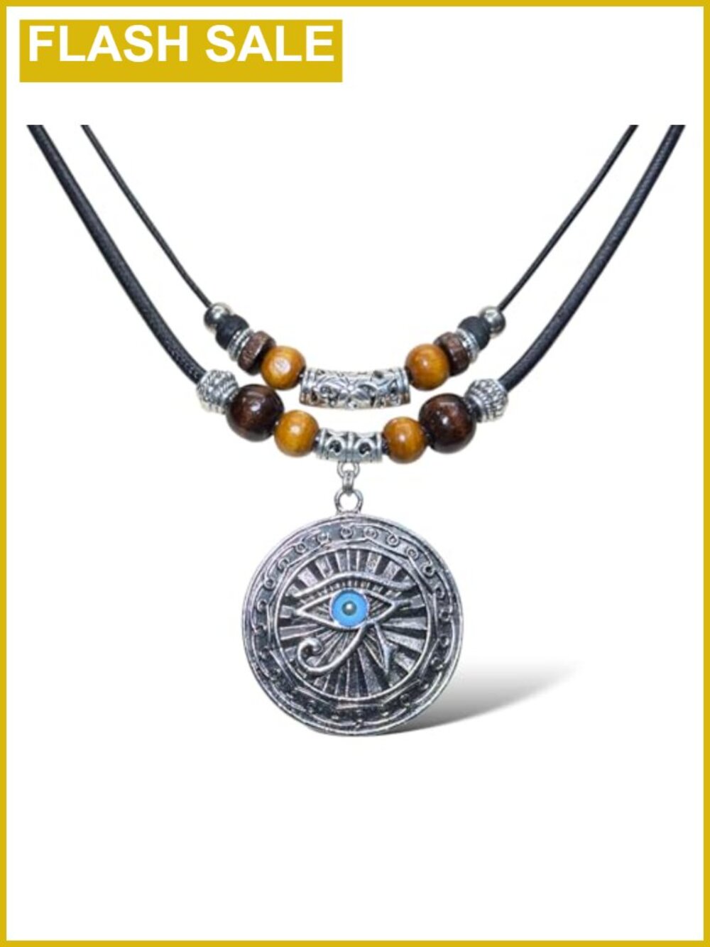 Double Layer Eye of Horus Pendant Necklace Alloy Steel Unisex Punk Jewelry Gift